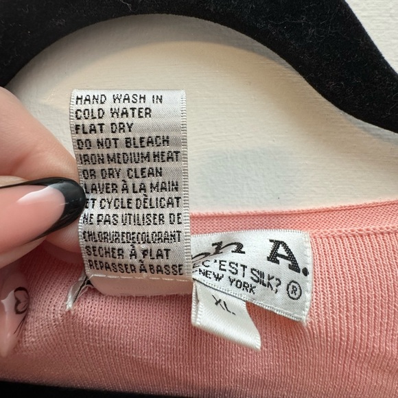 VTG JOSEPH A Pink Button Up Cardigan Abalone Shell Buttons Preppy Chic Girly XL - Picture 5 of 11